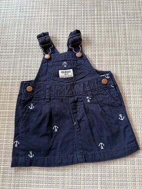 OshKosh B'gosh Navy Anchor Embroidered Overall Skirt